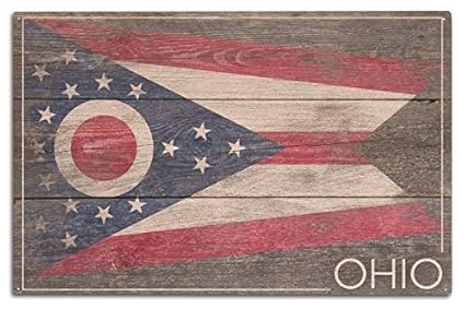 Amazon Com Rustic Ohio State Flag 10x15 Inch Plaque Wood