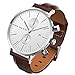 June & Ed Men's Wrist Watch Leather Band Casual Classic Quartz Watch with Sapphire Crystal Dial Window and Date / Chronograph / Waterproof Function - W0020