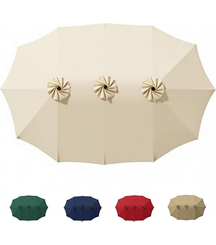 BenefitUSA 12 Ribs Umbrella Cover Canopy Replacement for 15'x9' Double-Sided Umbrella, Frame NOT Included (Beige) : Patio, Lawn & Garden