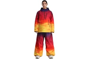 GSOU SNOW Women's Ski Jacket and Pants Set Baggy Snowboard Jacket Snow Suit Waterproof Windproof Hooded Coat