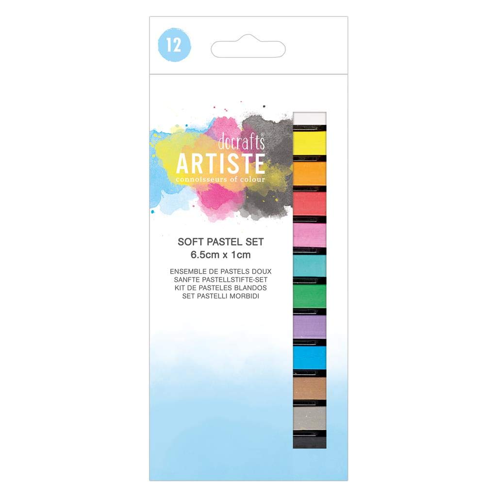 Artiste Soft Pastels 12 Coloured Pieces, Art, Craft, Drawing, Doodling, Sketching, Colouring, Crayon, Chalk Alternative, Mixed Media Materials for Art and Craft Tool Supplies Set, Artist, Kids Art