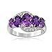 GemStar USA Sterling Silver African Amethyst & White Topaz 5-Stone Ring, size 6