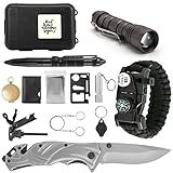 SanSiDo Emergency Survival Kit Survival Gear 13 in 1 Outdoor First Aid Kit with Survival Bracelet, Folding Knife, Led Flashlight, Compass, Emergency Blanket, Fire Starter, Whistle, Tactical Pen