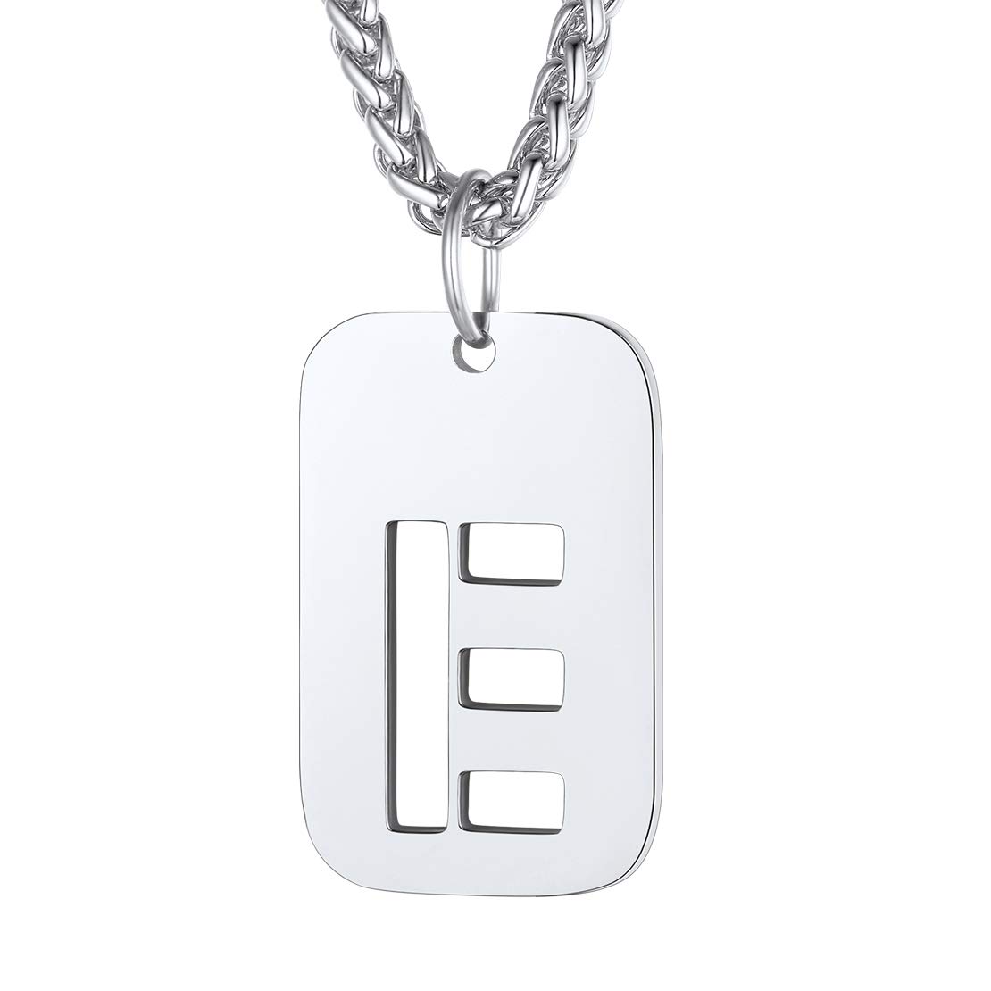 FindChic Stainless Steel Dog Tags Chain with Initials for Men Jewelry Letters Boys Jewelry E Necklace Initial