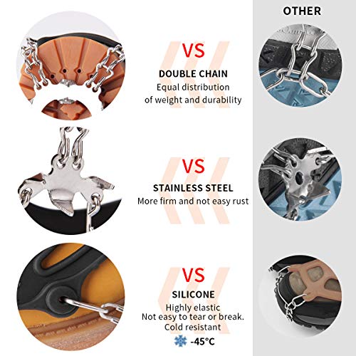 Vdealen Crampons for Hiking Boots, 19 Teeth Stainless Steel Anti-Slip Traction Ice Cleats, Slip-Resistant Snow Ice Spikes,Crampons,Ice Snow Grips for Walking on Ice Snow (Dark Black, L(41-44)) Vdealen Crampons for Hiking Boots, 19 Teeth Stainless Steel Anti-Slip Traction Ice Cleats, Slip-Resistant Snow Ice Spikes,Crampons,Ice Snow Grips for Walking on Ice Snow (Dark Black, L(41-44))