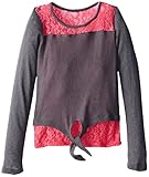 Derek Heart Big Girls' Tie Front Shirt with Hangdown