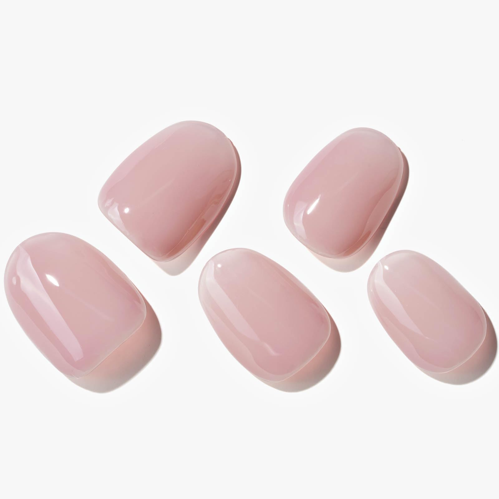 GLAMERMAID Press on Nails Short Oval, Spring Summer Handmade Dried Rose Jelly Gel Glue on Nails, 24Pcs Glossy Round Reusable UV Finish Fake Nails Acrylic False Nails Manicure Kits for Women - Image 2