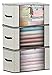 Clothes Blankets Storage bag for comforter, Breathable Home Organizers Bins Boxes Tidy Up Your Closets,Shelves, 240gsm thicker fabric with clear window, 2 Leather Handles,Set of 3 Beige