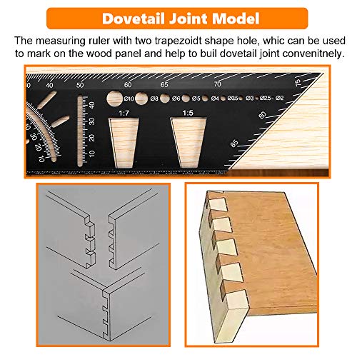 Aluminum Alloy Measure Ruler, 45/90 Degree Multi Angle Measuring Ruler