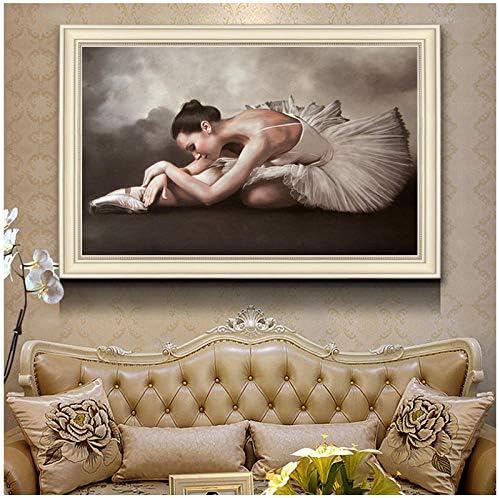 dayanzai European Ballerina Wall Art Picture for Living Room Decorative Picture Wall Art Canvas Painting Black and White Posters Prints 60X80Cm No Frame