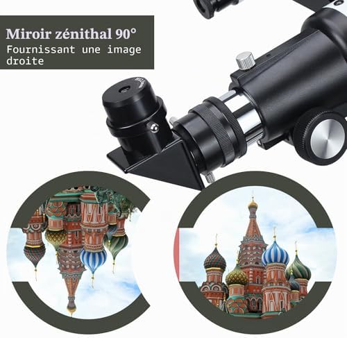 Télescope pour Adultes débutants, Ouverture 70 mm 400 mm AZ Mount Full Multi-Couches Réfracteur Optique Portable Télescope de Voyage avec trépied Adaptateur téléphone (White)