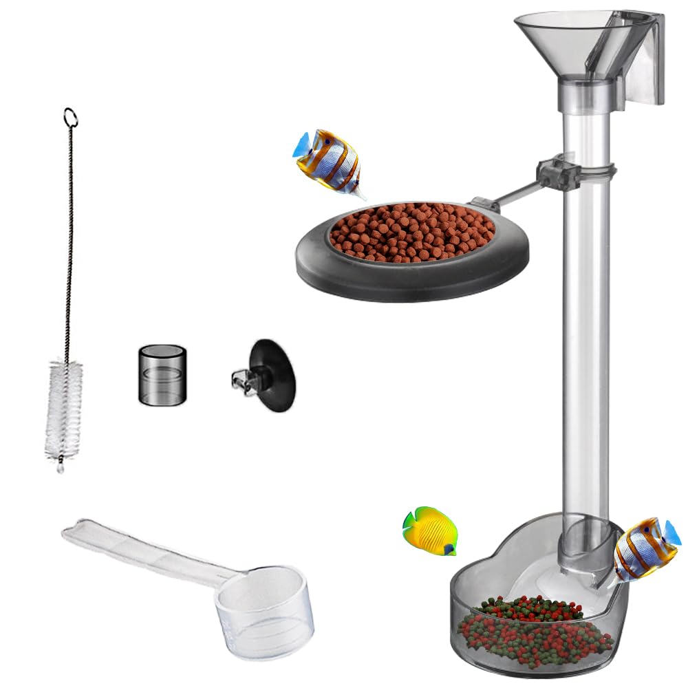 JVHLOV Shrimp Feeding Dish Set, Feeder Tube and Plate, Acrylic Shrimp Feeder Tube, Fish Crystal Shrimp Feeder Fish Tank Feeding Tube