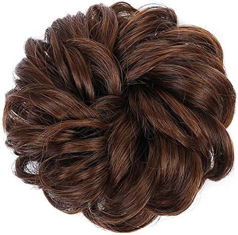 Luxurat Easy to Wear Hair Scrunchies Hair Bun Extensions Synthetic Chignon Hairpiece Donut