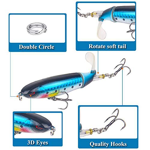 Aneew 8 x Topwater Popper Barsch Angelköder schwimmend Swimbaits Forelle Hecht Lachs Zander Künstliche Spinner Köder 360… – Bild 7