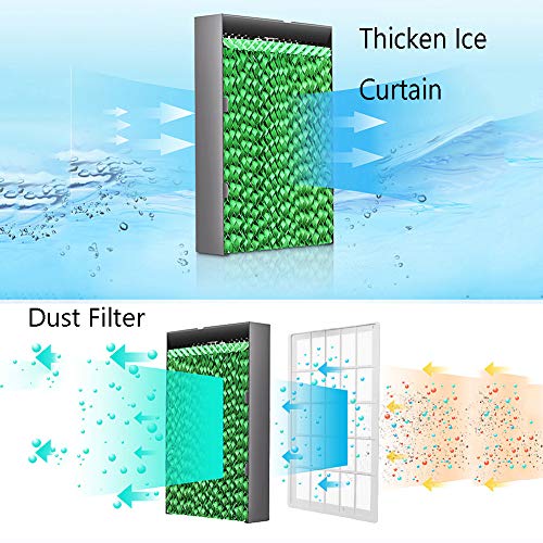 ZPEE-3-Speeds-Oscillating-Air-CoolerQuiet-Movable-Bladeless-FanRemote-Control-Air-Conditioner-FanDouble-Water-Tank-Evaporative-Coolers-Black-11x13x28inch