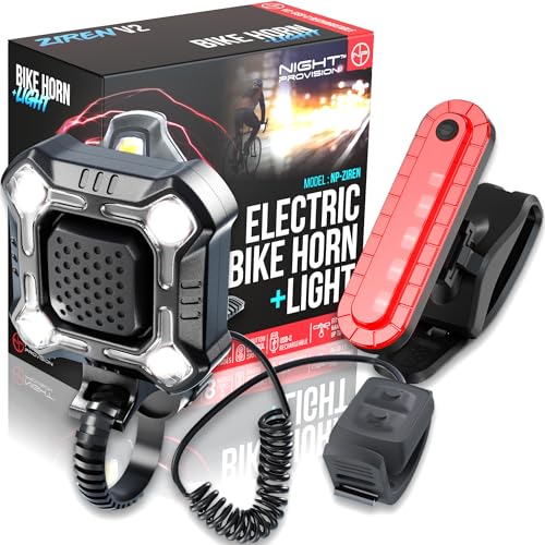 ZIREN High-Traffic Bike Horn Bell Siren LED Light Super Loud Electric  Alert Rechargeable IPX4 Front and Back