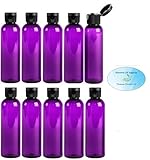 2 Ounce Purple PET BPA-Free Plastic Empty Refillable Cosmo Round Bottles With Snap Top Caps (Pack of 10)
