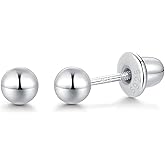Ball Screw Back Earrings for Women 925 Sterling Silver Hypoallergenic Available in 3mm-5mm Classic Round Ball Studs