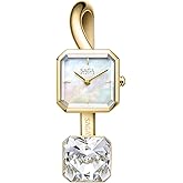 SAGA Light of Vendome Women's Luxury Cuff Bangle Quartz Watch, 20MM Square Case, Swiss Ronda Quartz Movement, 30M Water Resistant, 316L Stainless Steel Bracelet with Danube Crystals