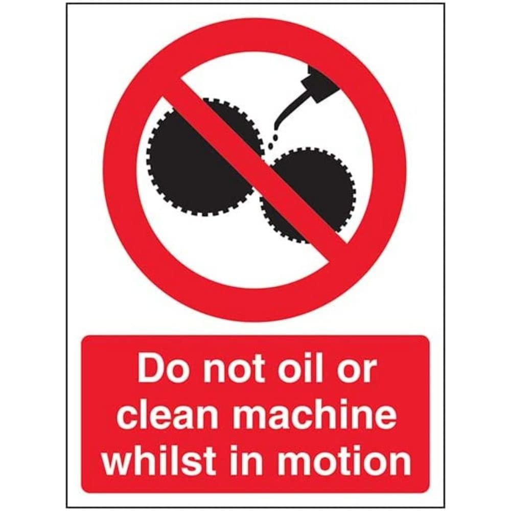 V Safety Do not clean or oil machine whilst in motion-200x300mm-Magnetic Safety Sign