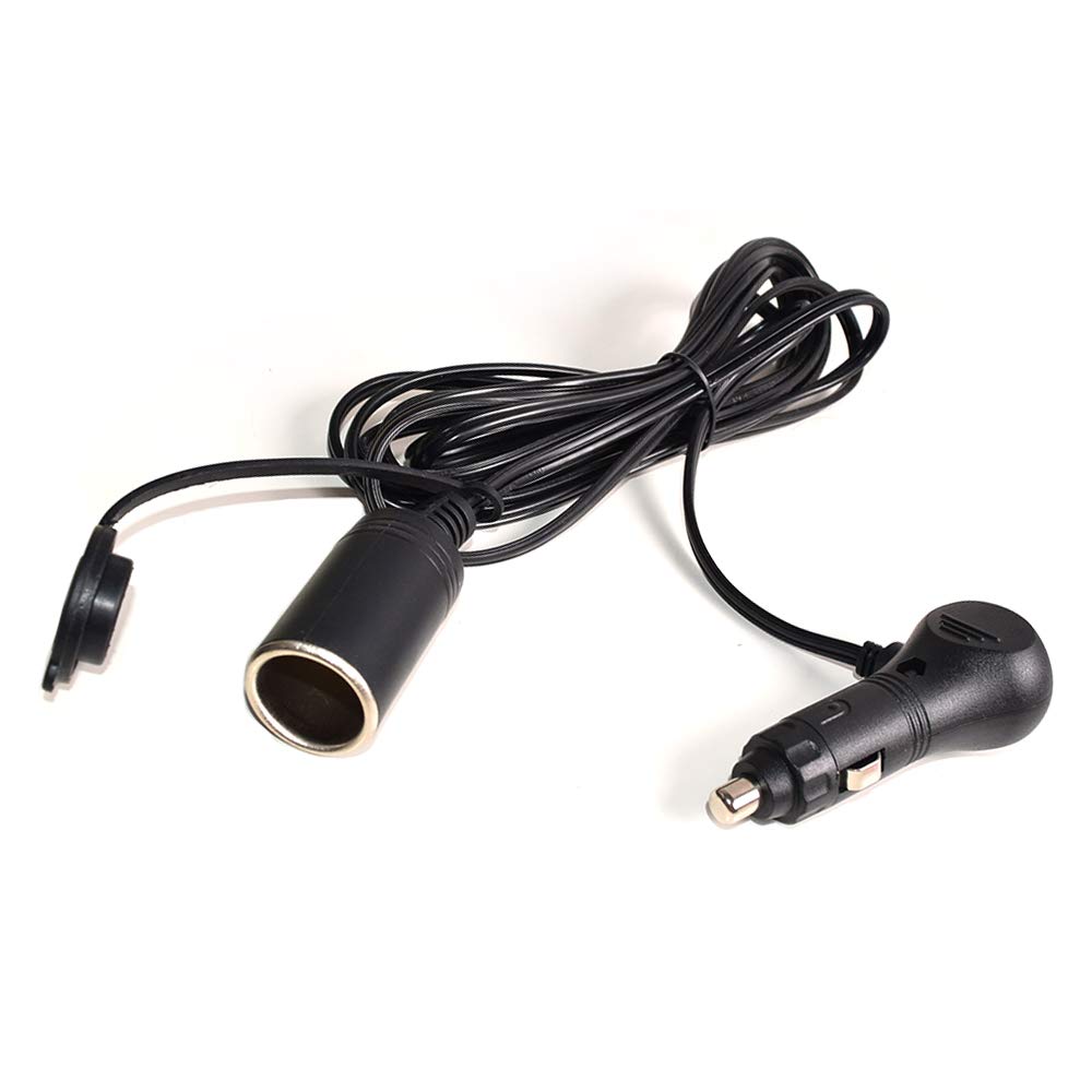Car Cigarette Lighter Extension Cable Plug Male to Female Socket with On Off Switch & Indicator Light with 10A Fuse 18AWG Cord 3M 9.8FT 12V 24V (Black)