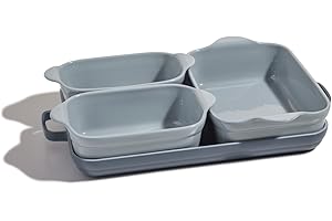 Our Place Ovenware Set | 5-Piece Nonstick, Toxin-Free, Ceramic, Stoneware Set with Oven Pan, Bakers, & Oven Mat | Space-Saving Nesting Design | Oven-Safe | Bake, Roast, Griddle and more | Blue Salt