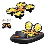 HELIFAR H808 Mini Drones, RC Quadcopter Drone Boat, Mode Switchable, Remote Control Boat, Remote Racing and Mini Remote Drone, for Kid and Beginners, Real Triphibious-Deformable Drone