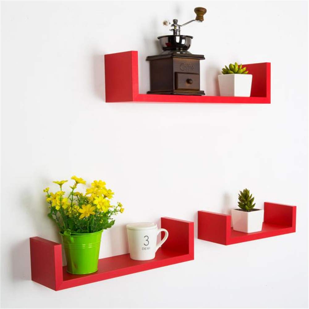 Anferstore Set of 3 Floating Wall Shelves, Rustic Laminated MDF