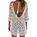 Bestyou Crochet Cover Ups for Women Hollow Out Sleeveless Bikini Swimsuit Swimwear Knit Tops Halter Beach Dresses (White)