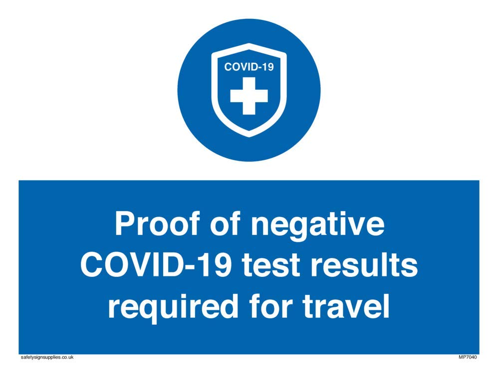 Viking Signs Proof of negative COVID-19 test results required for travel