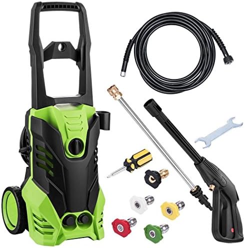 Todens 3000 PSI 1.7GPM Electric Pressure Washer 1800W Rolling Wheels High Pressure Professional Washer Cleaner Machine with Power Hose Nozzle Gun and 5 Quick-Connect Spray Tips (1.7GPM)