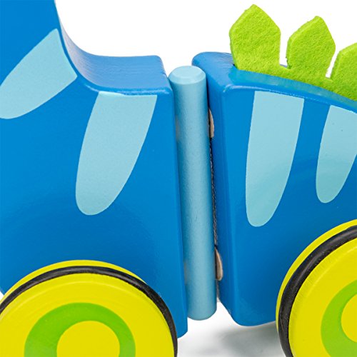 COSSY Wooden Pull Toys for 1 Year Old, Dinosaur Push Toy for Toddler Children Kids - Thumbnail 2
