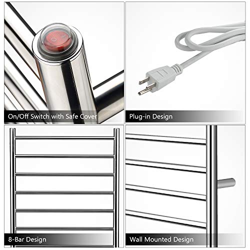 Homeleader Stainless Steel Towel Warmer, 8 Bars Heated Towel Rack and