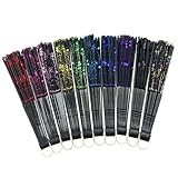 HAO Elegant Colorful Embroidered Flower Peacock Pattern Sequin Fabric Folding Handheld Hand Fan Hand-crafted (Full Set - 10pcs Mixed Colors)