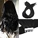 Moresoo 20 Inch Glue in Extensions Hair Extensions Remy Human Hair 40 Pieces 100 Grams Per Pack #1 Jet Black Tape in Adhesive Brazilian Hair Remy Full Head Hair Extensions