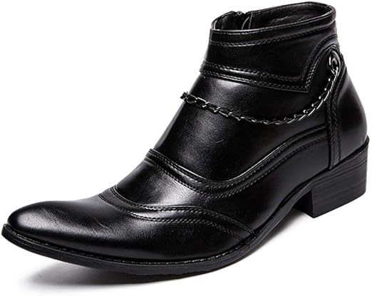 Amazon Com Hilotu Mens Dress Boots Fashion Pointed Toe Side Zip
