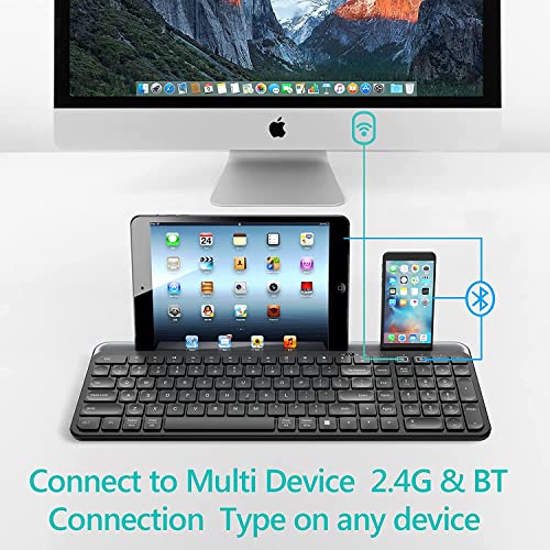 Wireless Bluetooth Keyboard with Number Pad, 2 in 1 Wireless & Bluetooth Gotying Multi-Device Tablet Keyboard for ipad,Phone, iOS, Android, Mac and Windows (Black)