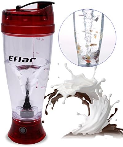 Effortlessly Protein Shaker Powder Supplements,Eflar Electric Multi-Purpose Portable Shaker Coffee Stirring Bottle Mixing Cup Electric Self Stirring Coffee Mug 450ML - Red