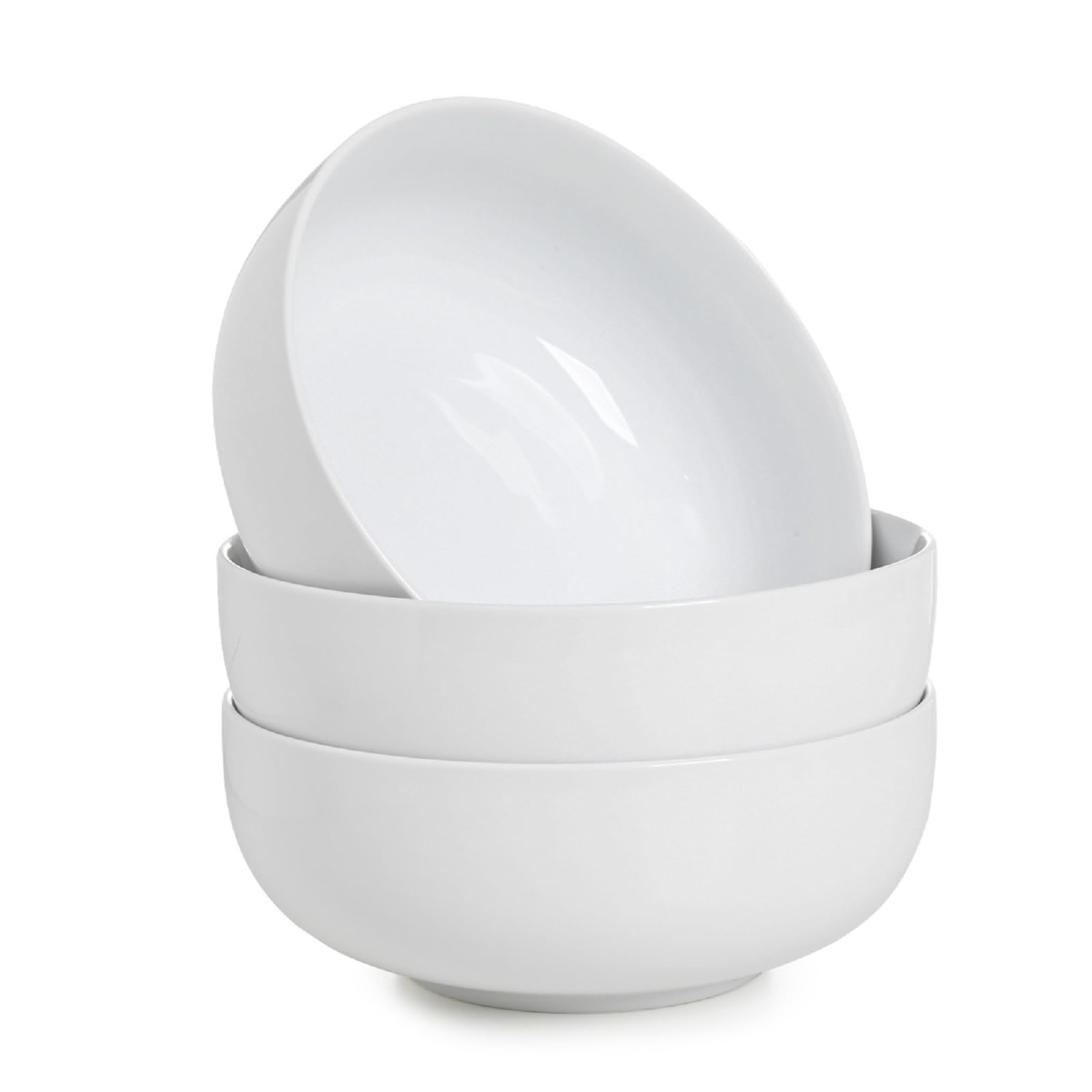 WishDeco Large Soup Bowls Set of 3, Ceramic Salad Bowls 1100ml, White Pasta Bowl, Serving Bowl for Noodle Ramen, Fruit, Dessert, Cereal