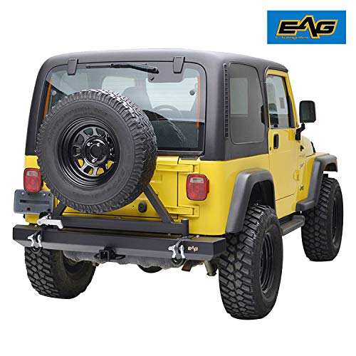EAG Classic Rear Bumper with Tire Carrier and Hitch Receiver Fit for 8706 Wrangler TJ YJ