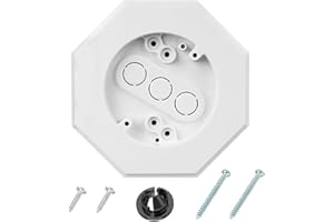 DELUSHAKA 8141-1 PVC Vertical Siding Lamp Octagon Mounting Kit with Built-in Electrical Box for 1/2 Inch (0.5") Outdoor Vertical Siding Lap, White 1 Pack