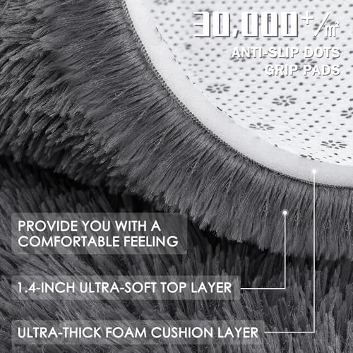 Homaxy Fluffy Shaggy Rugs Living Room, Large Anti Slip Carpet, Machine Washable Soft Thick Pile Bedside Rug for Kids Bedroom, Nursery - Dark Grey, 120 x 160 cm