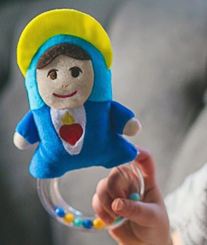 Mother Mary Pray For Us Baby Rattle Plush Toy with FREE Children's Rosary® Glorious Mysteries CD