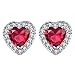Stud Earrings,18k White Gold Plated Heart Shape Inlaid Cubic Zirconia Studs Earrings for Teen Girls&Women