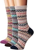 Flora &Fred Womens 3 Pair Pack Vintage Style Aztec Cotton Crew Socks Aztec Shoe 5-9