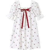 BANGSAUR Girls' Vintage Dresses, Cotton Princess Sleepshirts, Kids 3-12 Years