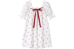 BANGSAUR Girls' Vintage Dresses, Cotton Princess Sleepshirts, Kids 3-12 Years