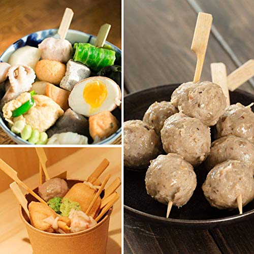CandyHome Natural Bamboo Picks Paddle Skewers Bamboo Appetizer Skewers Food Grade Cocktail Picks, Grilling, Marshmallows, Fondue, Dessert, Fruit, Sausage and More, 7 Inch 200 Pack - Thumbnail 4