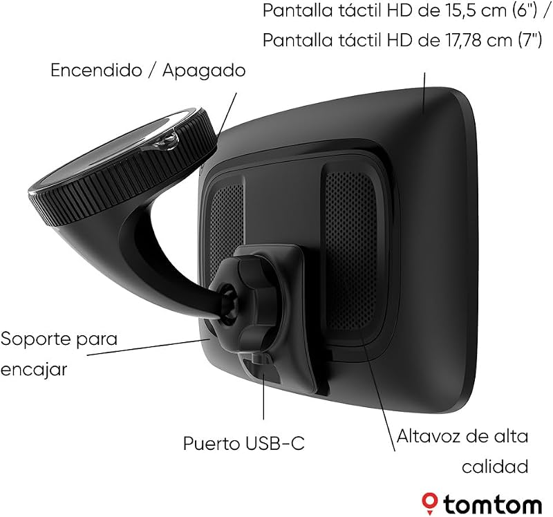 GPS para Coche Go Superior (7 Pulgadas, Estado del tráfico y alertas de radares Gracias a TomTom Traffic, mapas del Mundo, actualizaciones rápidas Mediante WiFi, Precio del Combustible)