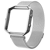 For Fitbit Blaze Band With Metal Frame, Wearlizer Milanese Loop Smart Watch Band Replacement Stainless Steel Bracelet Strap for Fitbit Blaze, Christmas Gift - Silver Small
